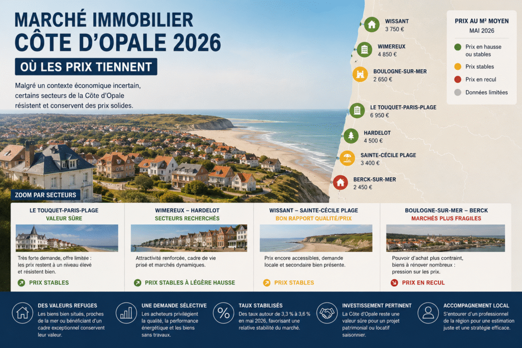 Marché immobilier Côte d’Opale 2026: où les prix tiennent