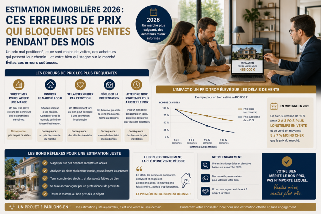 Estimation immobilière 2026 : les erreurs de prix qui bloquent des ventes pendant des mois
