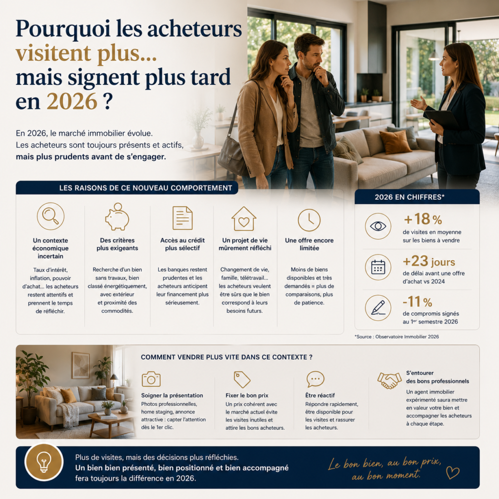 Pourquoi on visite plus et on signe plus tard — conseil immobilier 2026