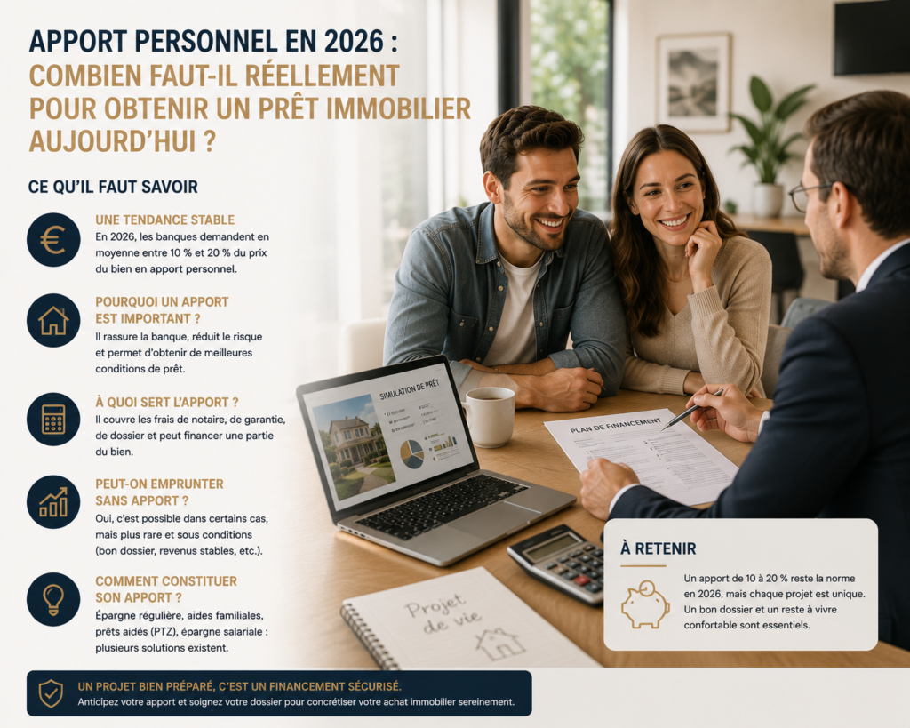 Apport personnel immobilier 2026 : le vrai montant pour emprunter