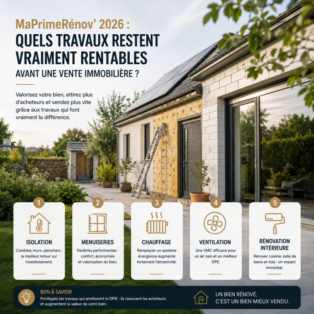 MaPrimeRénov 2026 et vente immobilière : les travaux vraiment rentables